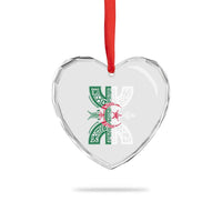 Algeria Amazigh Berber Yaz Symbol Algerian Flag Heritage Graphic Heart Crystal Glass Ornament Traditional North African Tribal Culture Art