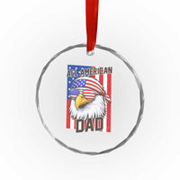 All American Dad 4th of July Crystal Glass Ornament Daddy Eagle USA