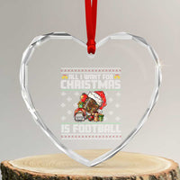 All I Want For Christmas Is Football Heart Crystal Glass Ornament Funny Sport Ugly Christmas - Wonder Print Shop