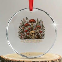 All Plants Are Edible Some Only Once Crystal Glass Ornament Vintage Mushroom Skull Gothic Plant Lover