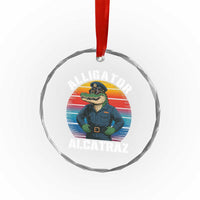 Alligator Alcatraz Florida Crystal Glass Ornament Funny Gator Cop Political Humor Retro Sunset - Wonder Print Shop