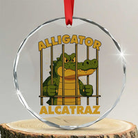 Alligator Alcatraz Florida Everglades Crystal Glass Ornament Funny Political Satire Meme TS10