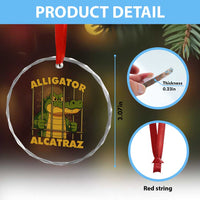 Alligator Alcatraz Florida Everglades Crystal Glass Ornament Funny Political Satire Meme TS10