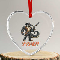 Alligator Alcatraz Gunslinger Heart Crystal Glass Ornament Swamp Outlaw Satire Patriotic Rebel - Wonder Print Shop