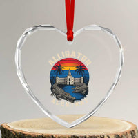 Alligator Alcatraz Political Heart Crystal Glass Ornament Florida Prison State Retro Sunset - Wonder Print Shop