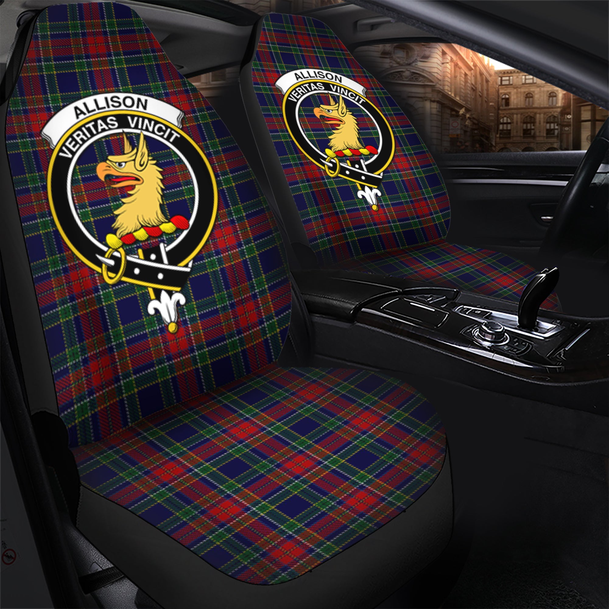 Allison Red Clan Tartan Car Seat Cover, Family Crest Tartan Seat Cover TS23