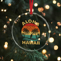 Aloha Hawaii Crystal Glass Ornament Retro Hawaiian Island Palm Beach Surfboard Surf TS10