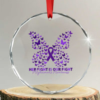 Alzheimers Awareness Butterfly Support Gift Crystal Glass Ornament Her Fight Our Fight