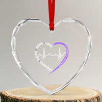 Alzheimers Awareness Heart Heartbeat Purple Ribbon Heart Crystal Glass Ornament Hope Love Faith Support