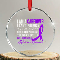 Alzheimer's Caregiver Support Crystal Glass Ornament Purple Ribbon Hope Graphic