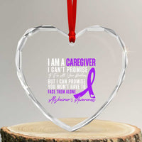 Alzheimer's Caregiver Support Heart Crystal Glass Ornament Purple Ribbon Hope Graphic