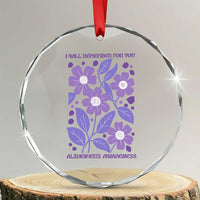 Alzheimers Purple Floral Retro Graphic Crystal Glass Ornament I Will Remember For You