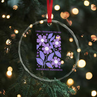 Alzheimers Purple Floral Retro Graphic Crystal Glass Ornament I Will Remember For You