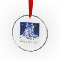Am I Okay Crystal Glass Ornament Boot Cowgirl Coquette Bow TS10