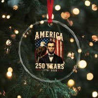 America 250 Years Abraham Lincoln Crystal Glass Ornament Retro Eagle 250th Anniversary USA Flag 1776 2026
