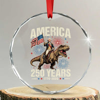 America 250 Years George Washington Riding Tyrannosaurus Rex Crystal Glass Ornament
