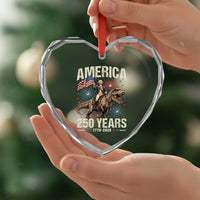 America 250 Years George Washington Riding Tyrannosaurus Rex Heart Crystal Glass Ornament