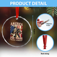 America 250 Years George Washington Rock Star Crystal Glass Ornament Funny Electric Guitar Player Vintage American Flag 1776 to 2026 Semiquincentennial