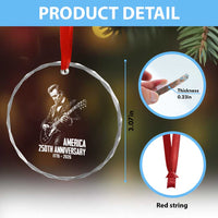 America 250th Anniversary Abraham Lincoln Rock Star Crystal Glass Ornament Funny Electric Guitar Player 1776 to 2026 Semiquincentennial
