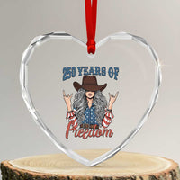 America 250th Anniversary Heart Crystal Glass Ornament Western Cowgirl American Flag 4th of July