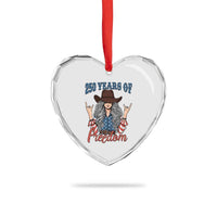America 250th Anniversary Heart Crystal Glass Ornament Western Cowgirl American Flag 4th of July