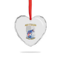 America 250th Fishing Heart Crystal Glass Ornament Patriotic Fisherman American Flag