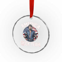 America Chuck Yeah Legendary Action Hero Crystal Glass Ornament Patriotic USA Flag Tribute 4th of July Freedom Humor