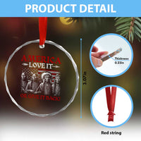 America Love It Or Give It Back Crystal Glass Ornament Native American Chiefs USA Flag