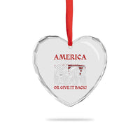 America Love It Or Give It Back Heart Crystal Glass Ornament Native American Chiefs USA Flag