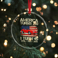 America Turns 250 I Turn 45 1981 45th Birthday Crystal Glass Ornament Sports Car Retro Americana
