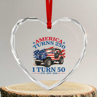 America Turns 250 I Turn 50 1976 50th Birthday Heart Crystal Glass Ornament Compact Classic Off-road SUV