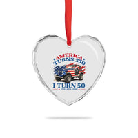America Turns 250 I Turn 50 1976 50th Birthday Heart Crystal Glass Ornament Compact Classic Off-road SUV