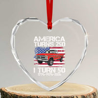 America Turns 250 I Turn 50 1976 50th Birthday Heart Crystal Glass Ornament Vintage Classic Original American Old Pickup Truck