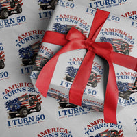 America Turns 250 I Turn 50 1976 50th Birthday Wrapping Paper Roll Compact Classic Off-road SUV