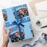 America Turns 250 I Turn 50 1976 50th Birthday Wrapping Paper Roll Compact Classic Off-road SUV
