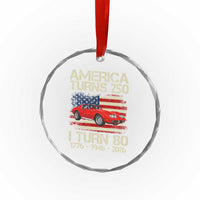 America Turns 250 I Turn 80 1946 80th Birthday Crystal Glass Ornament Sports Car Retro Americana