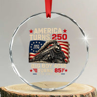 America Turns 250 Steam Locomotive Turns 85 Crystal Glass Ornament Vintage Railroad Steam Engine 85th USA 250th Anniversary