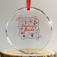 American Bride Bachelorette Party Crystal Glass Ornament Coquette Bow 4th Of July TS10