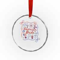 American Bride Bachelorette Party Crystal Glass Ornament Coquette Bow 4th Of July TS10