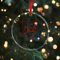 American Bride Bachelorette Party Crystal Glass Ornament Coquette Bow 4th Of July TS10