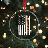 American Flag Basketball Crystal Glass Ornament Patriotic Sports Lover Gift