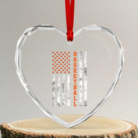 American Flag Basketball Heart Crystal Glass Ornament USA Sports Fan