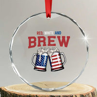 American Flag Beer Lover Crystal Glass Ornament Red White And Brew