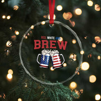 American Flag Beer Lover Crystal Glass Ornament Red White And Brew