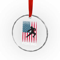 American Flag Fencing USA Patriotic Crystal Glass Ornament TS14