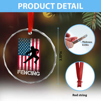 American Flag Fencing USA Patriotic Crystal Glass Ornament - Wonder Print Shop