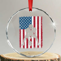 American Flag Football Crystal Glass Ornament Cool Distressed Vintage Patriotic Football Player TS10