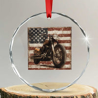American Flag Motorcycle Crystal Glass Ornament Vintage Retro Biker USA 4th of July - Wonder Print Shop