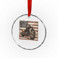 American Flag Motorcycle Crystal Glass Ornament Vintage Retro Biker USA 4th of July - Wonder Print Shop