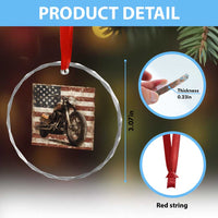 American Flag Motorcycle Crystal Glass Ornament Vintage Retro Biker USA 4th of July - Wonder Print Shop